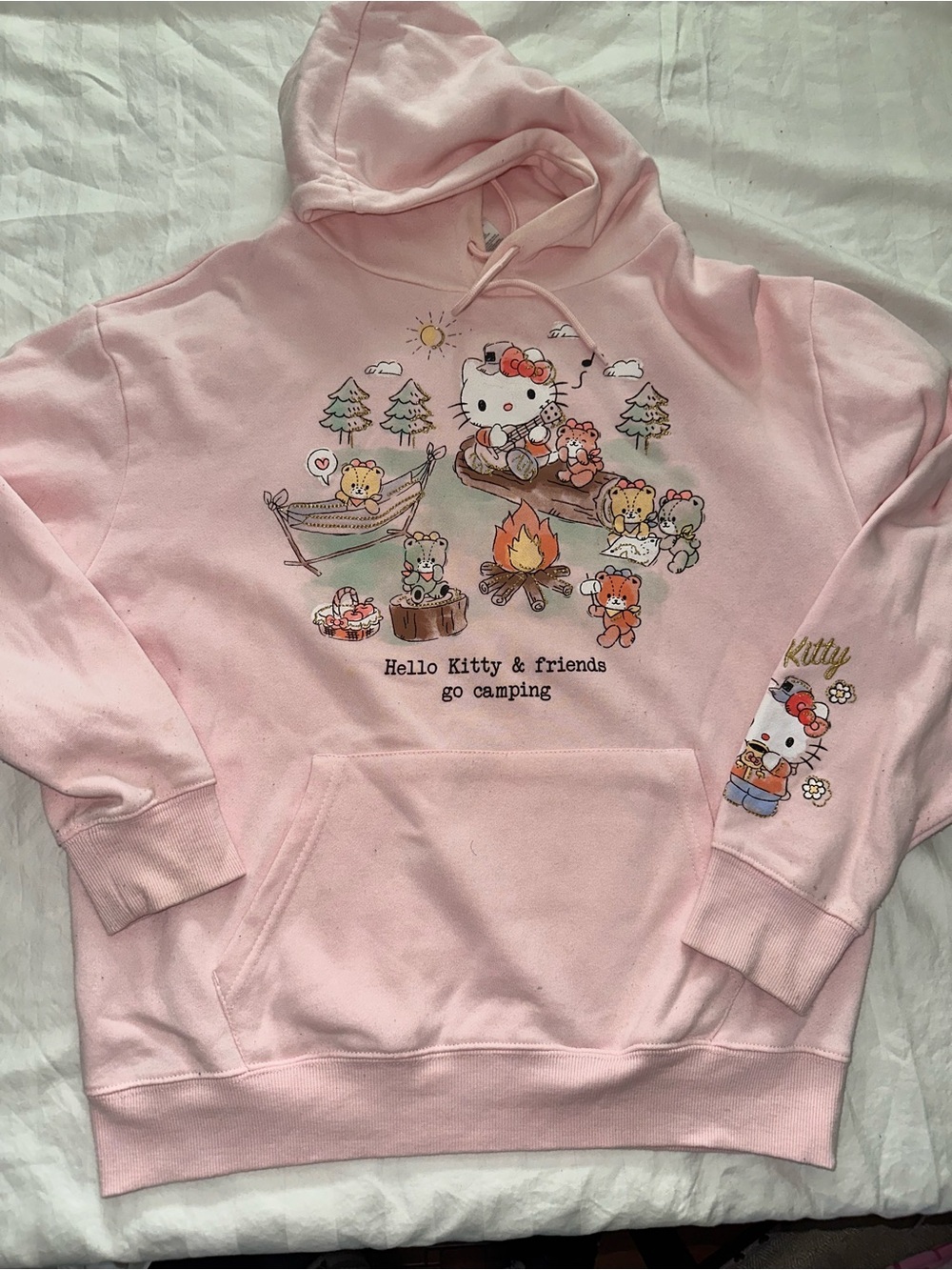 Hello Kitty Light Pink Camping Pullover Hoodie